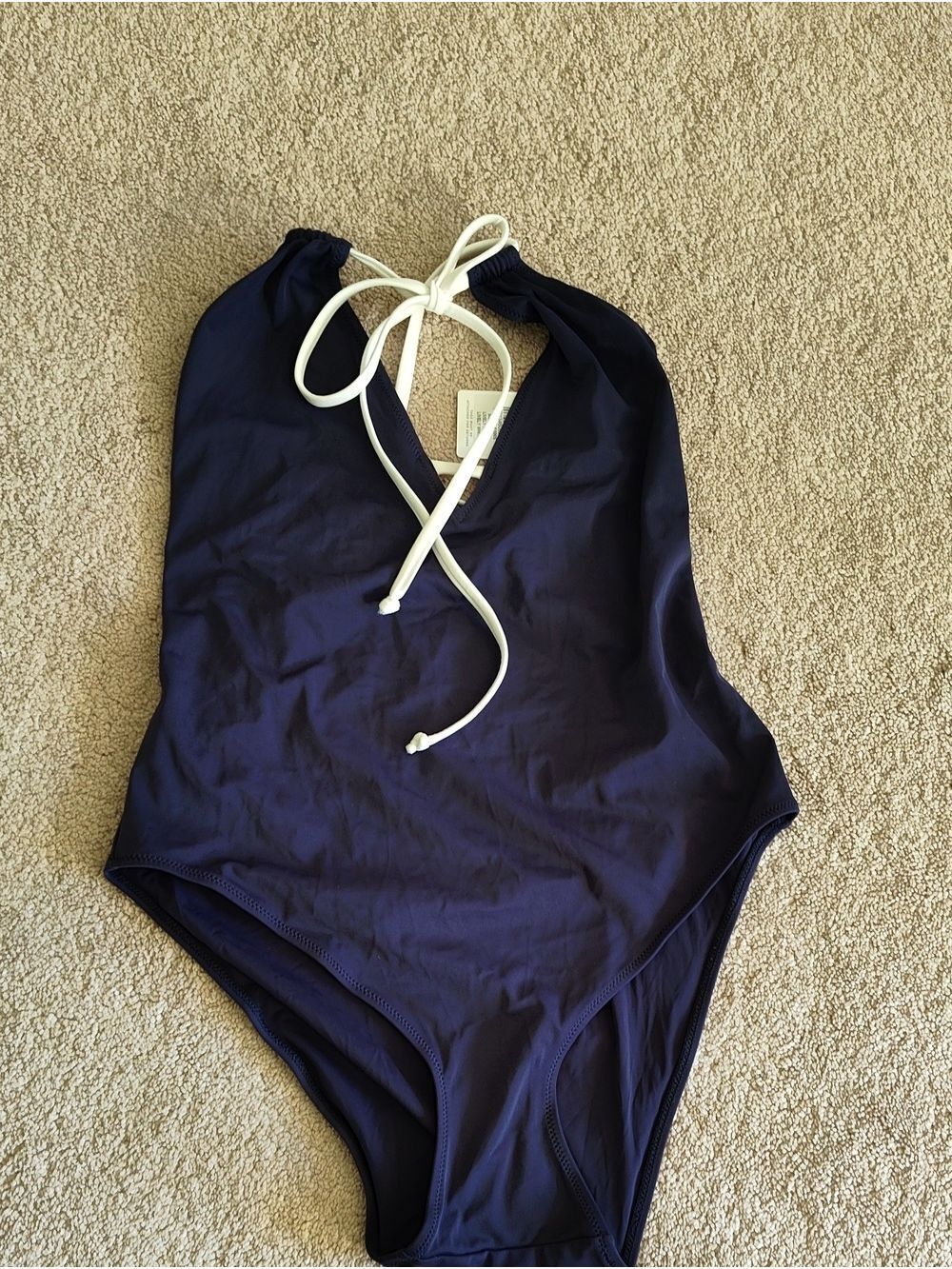 Lively Navy One-Piece Swimsuit with White Halter Ties